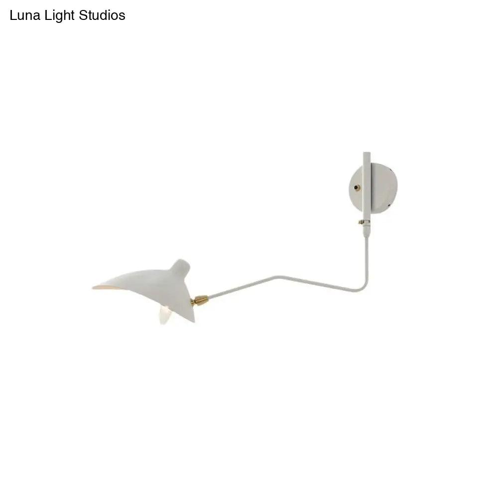 DecorBites™ Modern 1/2-Light Wall Sconce with Curved Arm & Metallic Shade - Black/White Wall Mounted Lamp for Living Room