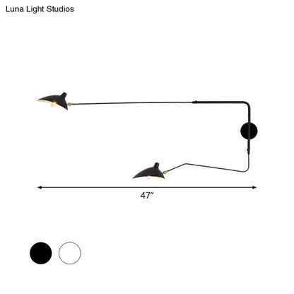 DecorBites™ Modern 1/2-Light Wall Sconce with Curved Arm & Metallic Shade - Black/White Wall Mounted Lamp for Living Room