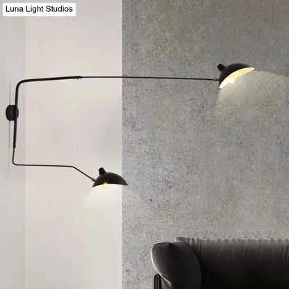 DecorBites™ Modern 1/2-Light Wall Sconce with Curved Arm & Metallic Shade - Black/White Wall Mounted Lamp for Living Room
