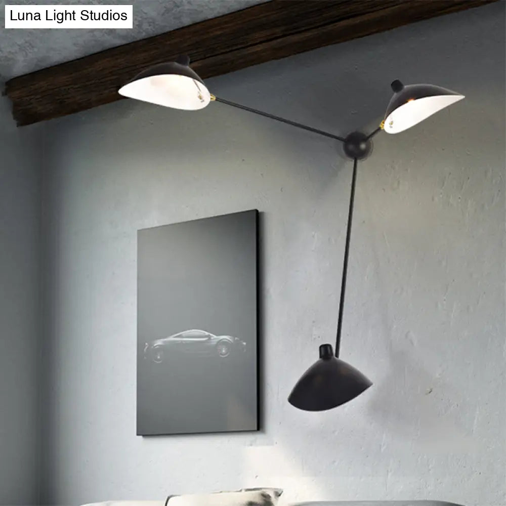 DecorBites™ Modern 1/3-Light Duckbill Wall Sconce with Black Metallic Shade – Adjustable Living Room Lamp