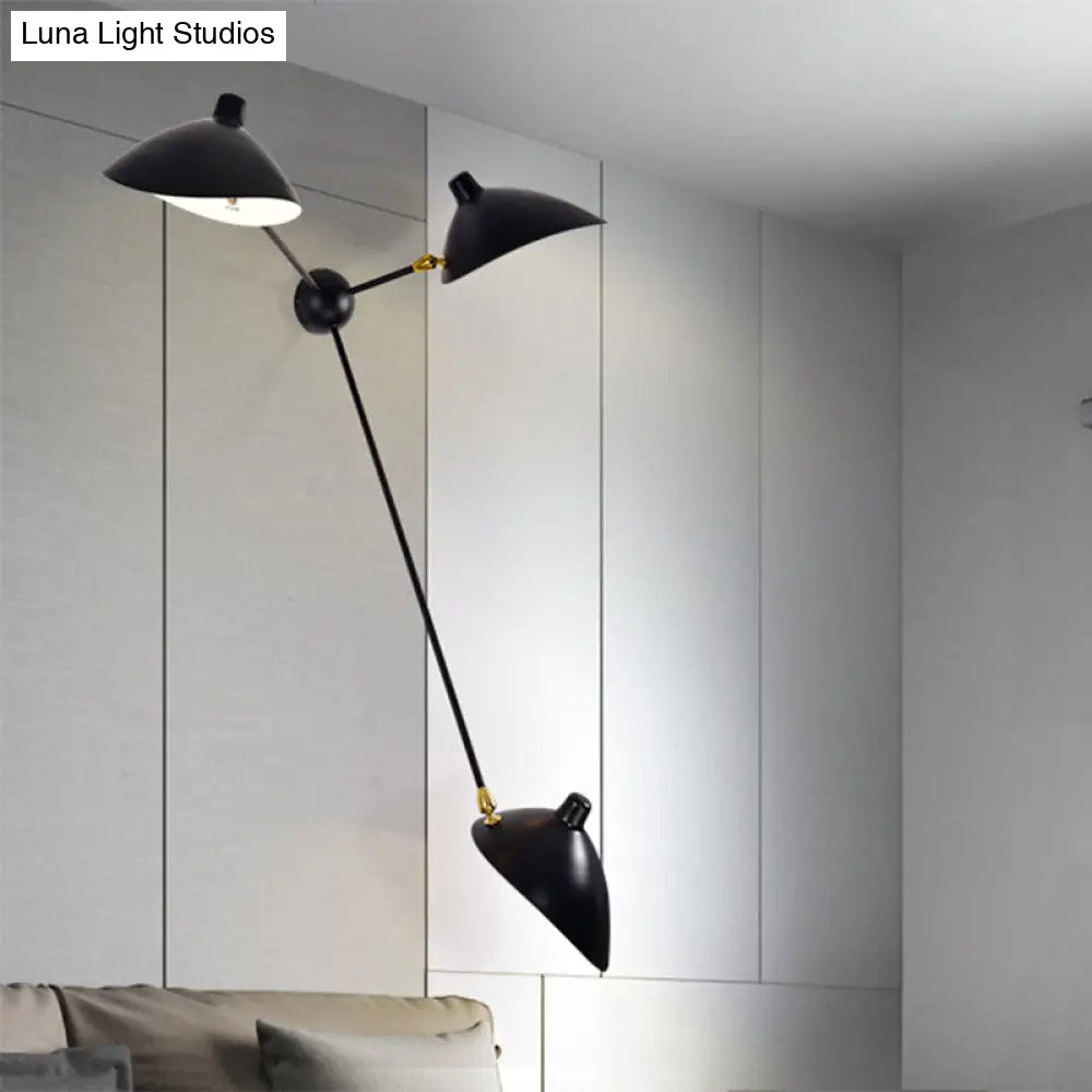 DecorBites™ Modern 1/3-Light Duckbill Wall Sconce with Black Metallic Shade – Adjustable Living Room Lamp