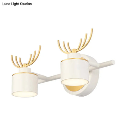 DecorBites™ Modern 2/3/4-Light White Cylindrical Vanity Lighting with Antler Design - Natural Light, LED Wall Mounted Fixture