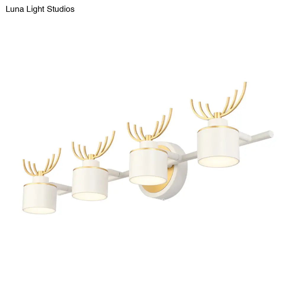 DecorBites™ Modern 2/3/4-Light White Cylindrical Vanity Lighting with Antler Design - Natural Light, LED Wall Mounted Fixture