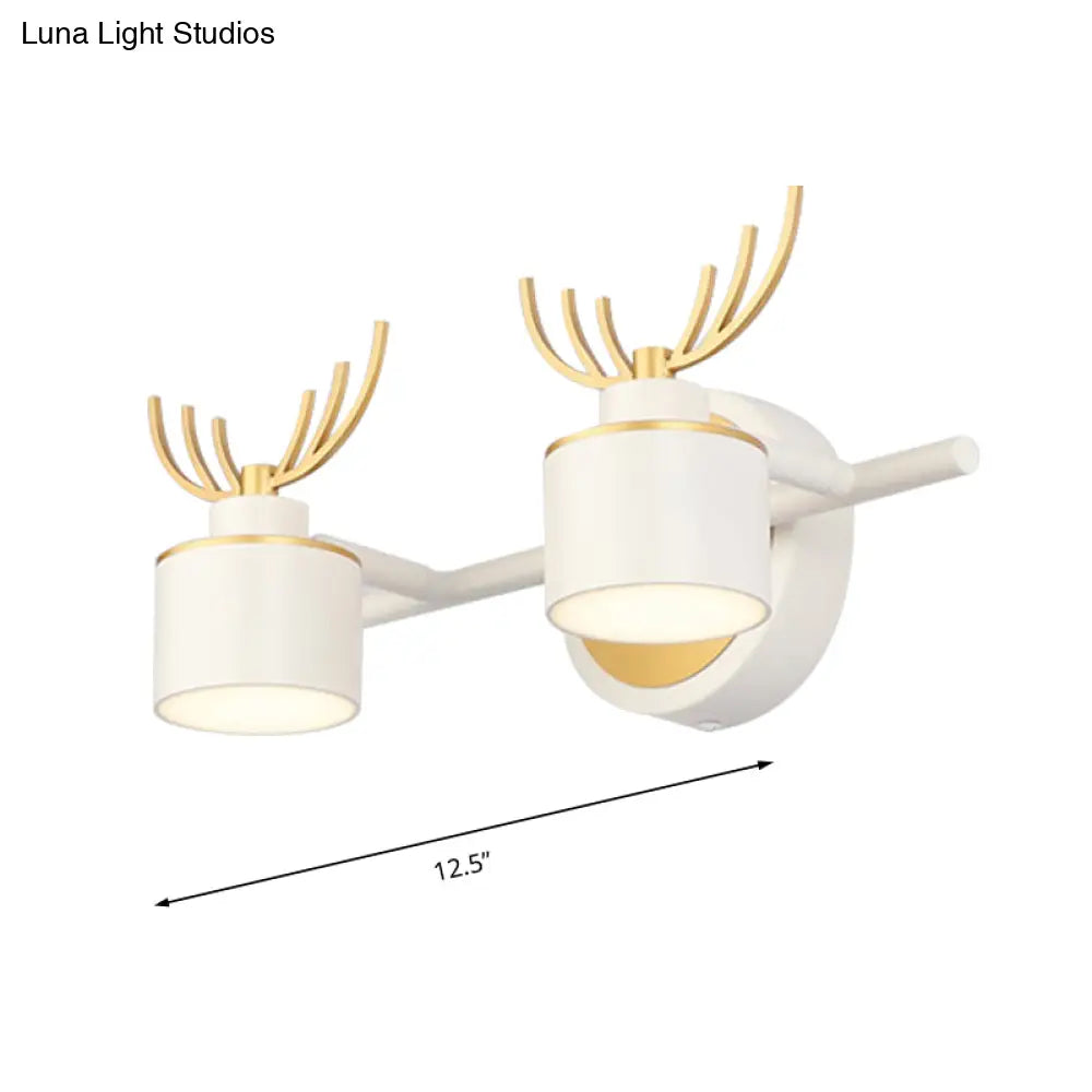 DecorBites™ Modern 2/3/4-Light White Cylindrical Vanity Lighting with Antler Design - Natural Light, LED Wall Mounted Fixture