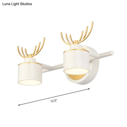 DecorBites™ Modern 2/3/4-Light White Cylindrical Vanity Lighting with Antler Design - Natural Light, LED Wall Mounted Fixture