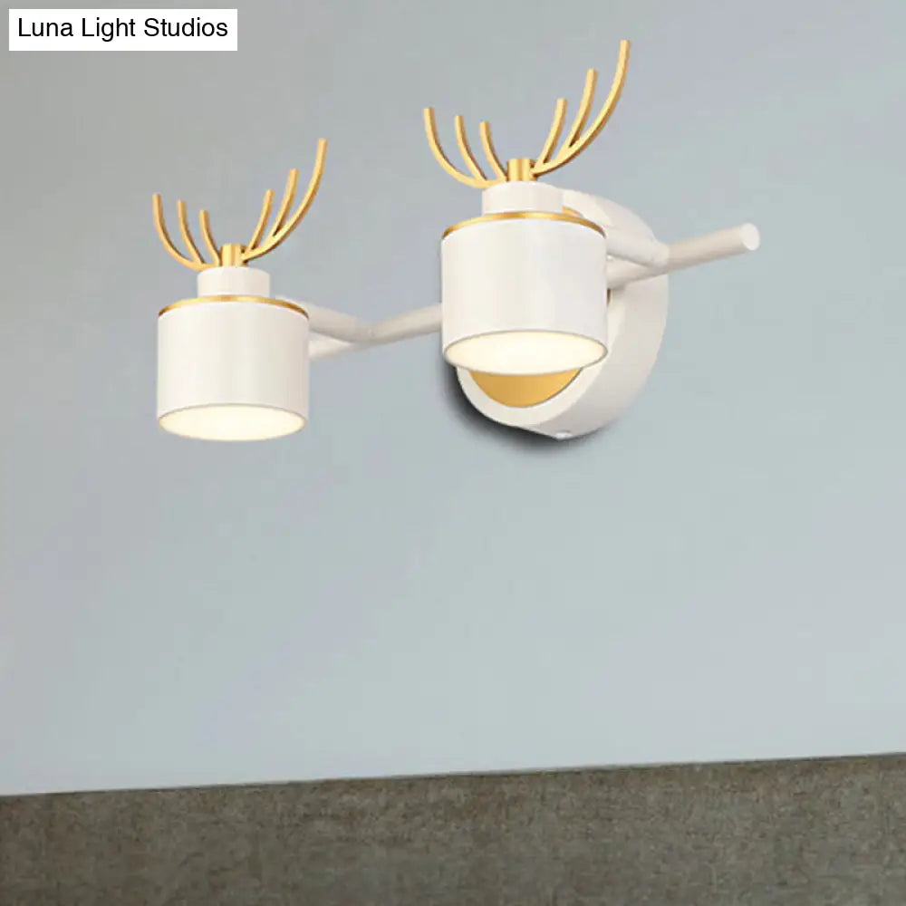 DecorBites™ Modern 2/3/4-Light White Cylindrical Vanity Lighting with Antler Design - Natural Light, LED Wall Mounted Fixture