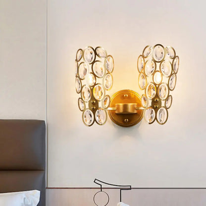 DecorBites™ Modern 2-Bulb Crystal Wall Lamp with Gold Finish for Bedside