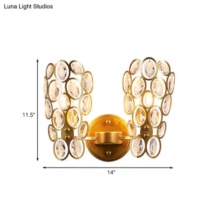 DecorBites™ Modern 2-Bulb Crystal Wall Lamp with Gold Finish for Bedside