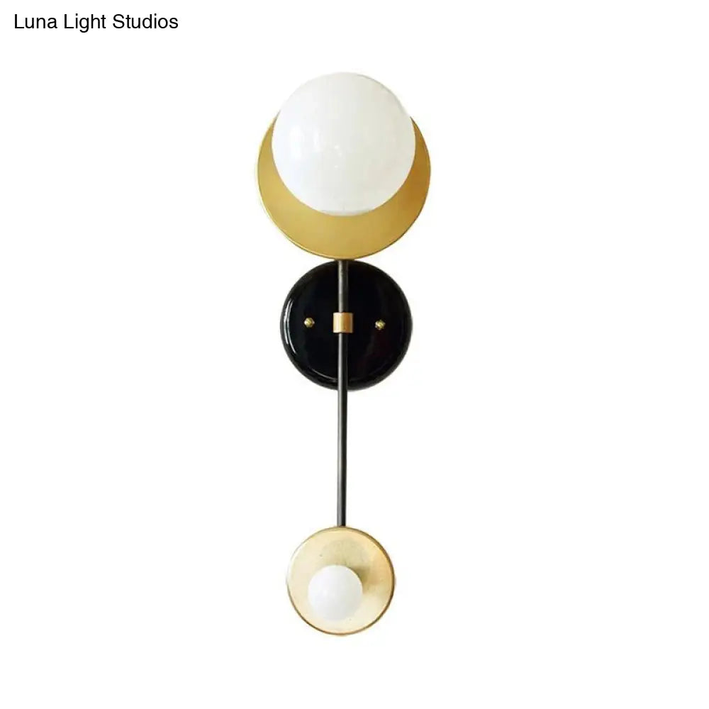 DecorBites™ Modern 2-Light Balance Scale Wall Sconce: Black & Gold, Milky Glass Reading Lamp
