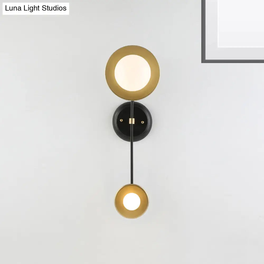 DecorBites™ Modern 2-Light Balance Scale Wall Sconce: Black & Gold, Milky Glass Reading Lamp
