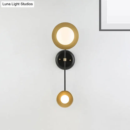 DecorBites™ Modern 2-Light Balance Scale Wall Sconce: Black & Gold, Milky Glass Reading Lamp