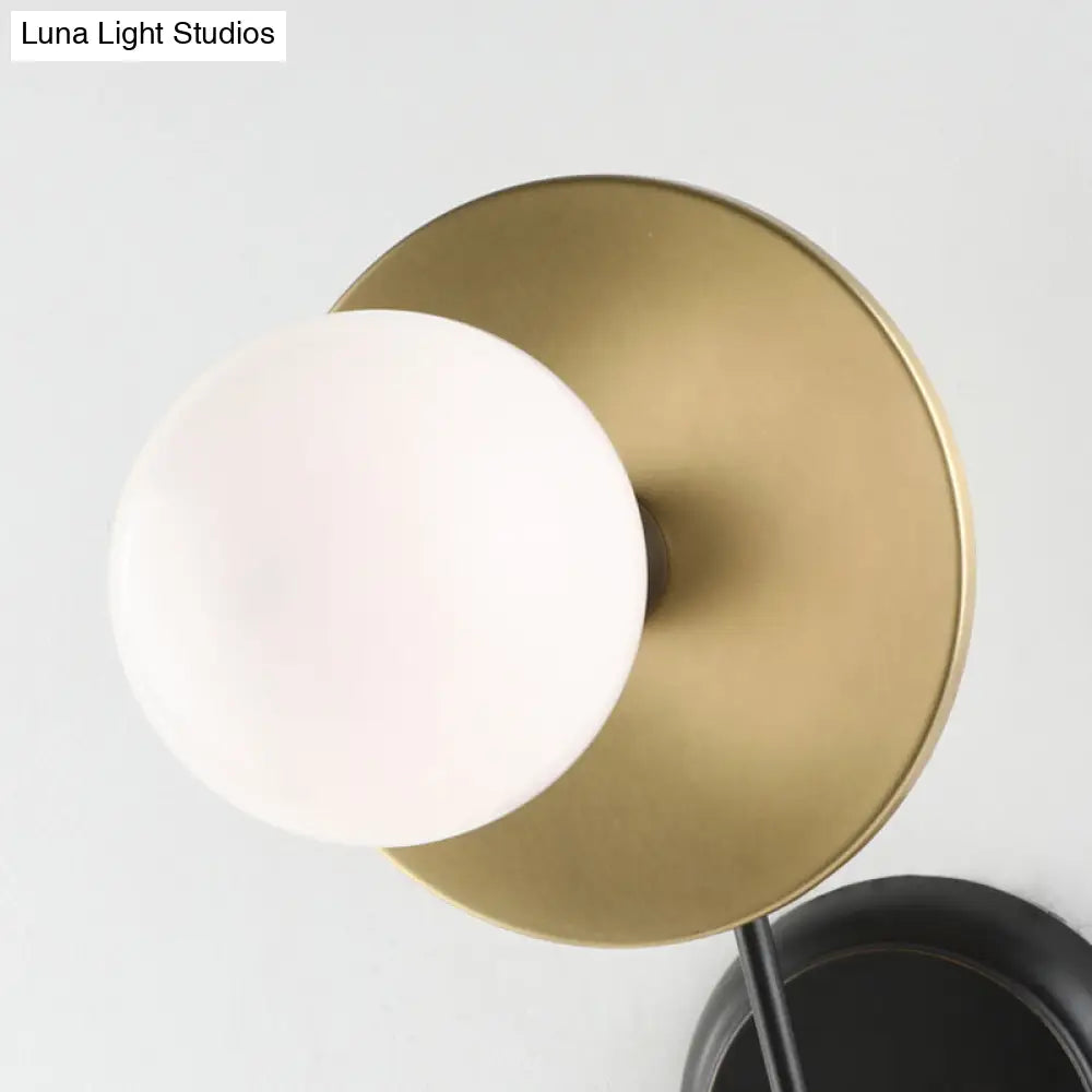 DecorBites™ Modern 2-Light Balance Scale Wall Sconce: Black & Gold, Milky Glass Reading Lamp