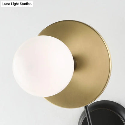 DecorBites™ Modern 2-Light Balance Scale Wall Sconce: Black & Gold, Milky Glass Reading Lamp
