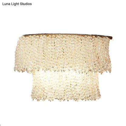 DecorBites™ Modern 2-Light Crystal Bead Sconce Lamp Wall Lighting in Gold