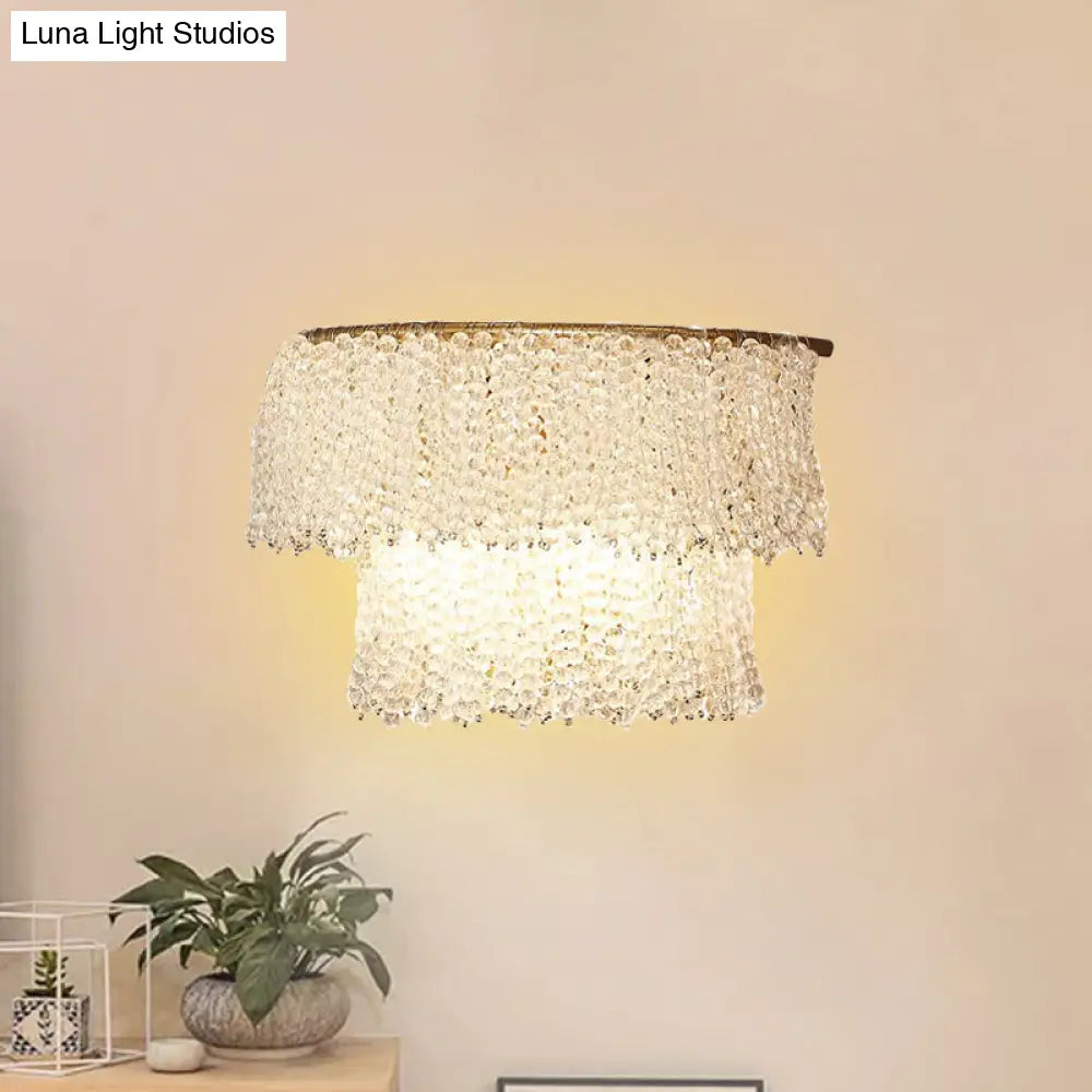 DecorBites™ Modern 2-Light Crystal Bead Sconce Lamp Wall Lighting in Gold