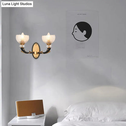 DecorBites™ Modern 2-Light Metal Black Sconce with Clear Prismatic Glass Shade - Wall Mounted