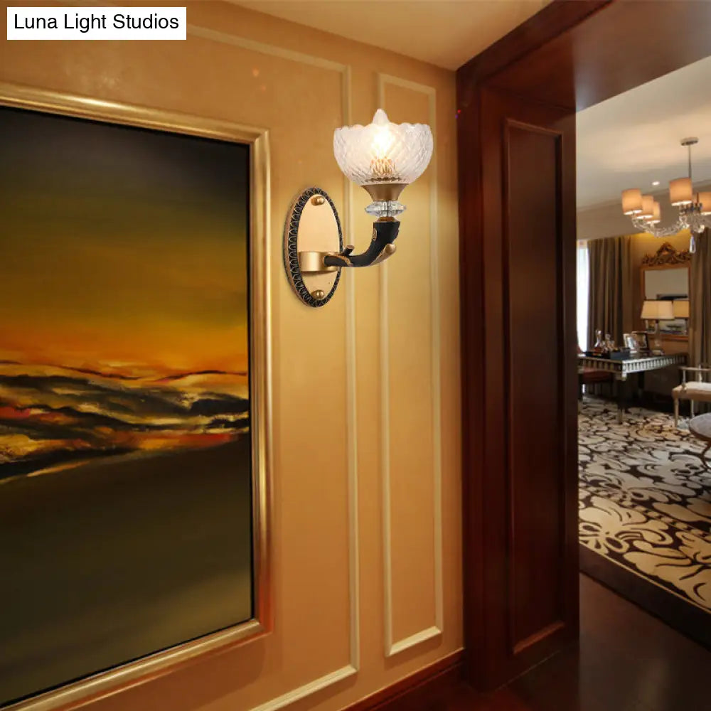 DecorBites™ Modern 2-Light Metal Black Sconce with Clear Prismatic Glass Shade - Wall Mounted