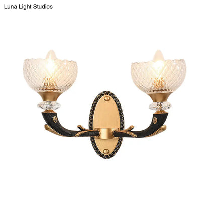 DecorBites™ Modern 2-Light Metal Black Sconce with Clear Prismatic Glass Shade - Wall Mounted
