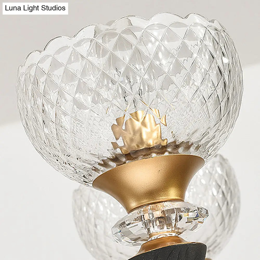 DecorBites™ Modern 2-Light Metal Black Sconce with Clear Prismatic Glass Shade - Wall Mounted