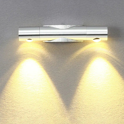 DecorBites™ Modern 2-Light Wall Fixture for Living Room with Aluminum Shade in Black/Silver - Warm/White Lighting