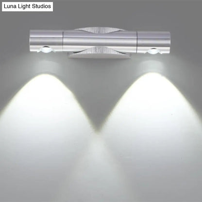DecorBites™ Modern 2-Light Wall Fixture for Living Room with Aluminum Shade in Black/Silver - Warm/White Lighting