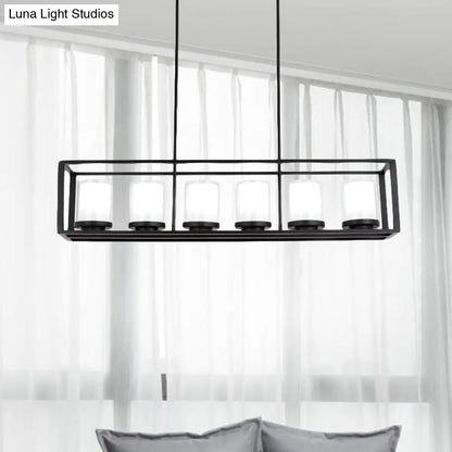 DecorBites™ Modern 3/5/6-Light Island Pendant with White Glass, Black Metal Frame - Perfect for Kitchen Lighting