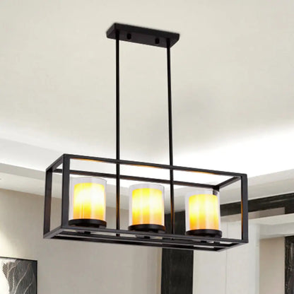 DecorBites™ Modern 3/5/6-Light Island Pendant with White Glass, Black Metal Frame - Perfect for Kitchen Lighting