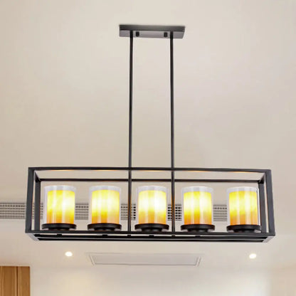 DecorBites™ Modern 3/5/6-Light Island Pendant with White Glass, Black Metal Frame - Perfect for Kitchen Lighting