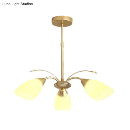 DecorBites™ Modern 3/6 Bulbs Gold Hanging Chandelier with White Glass Shade