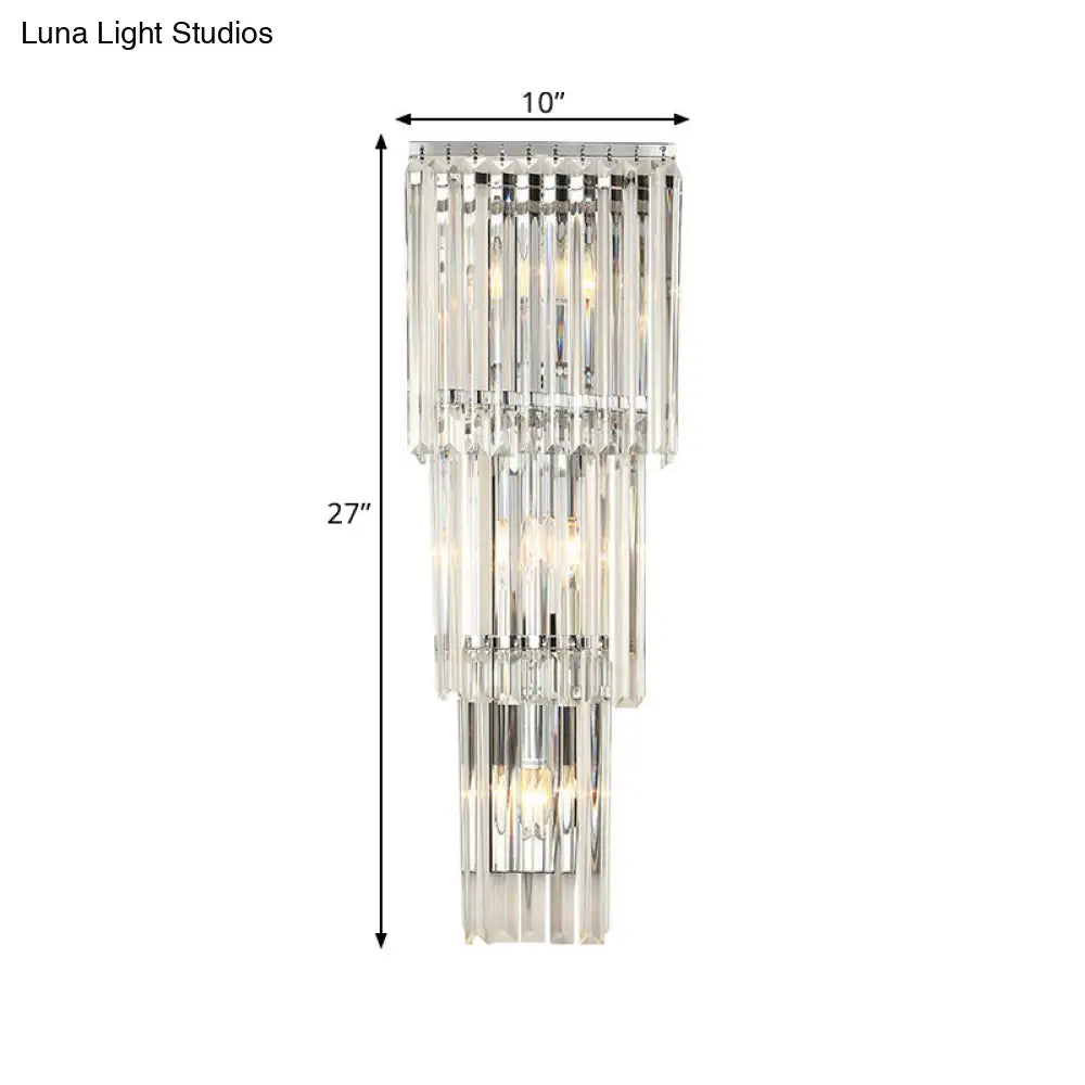 DecorBites™ Modern 3-Head Wall Sconce Light with Clear Glass Shades - Stylish Prismatic Design - Wall Mounted Lamp