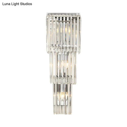 DecorBites™ Modern 3-Head Wall Sconce Light with Clear Glass Shades - Stylish Prismatic Design - Wall Mounted Lamp
