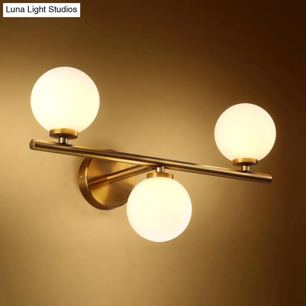 DecorBites™ Modern 3-Light Gold Wall Sconce with White Glass and LED Flush Mount