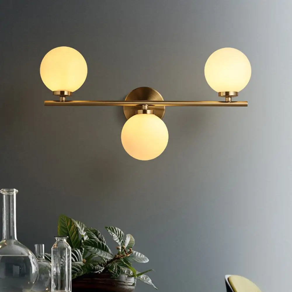 DecorBites™ Modern 3-Light Gold Wall Sconce with White Glass and LED Flush Mount
