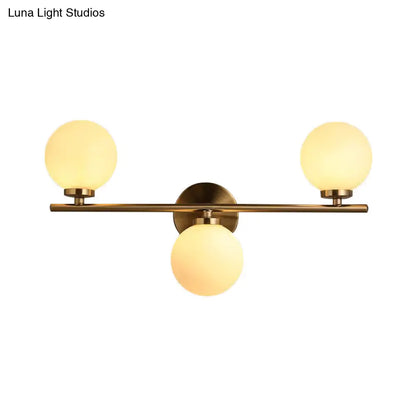 DecorBites™ Modern 3-Light Gold Wall Sconce with White Glass and LED Flush Mount