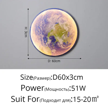 Modern 3d moon earth led wall lamp for bedroom living room decor