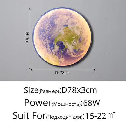 Modern 3d moon earth led wall lamp for bedroom living room decor
