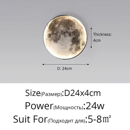 Modern 3d moon earth led wall lamp for bedroom living room decor