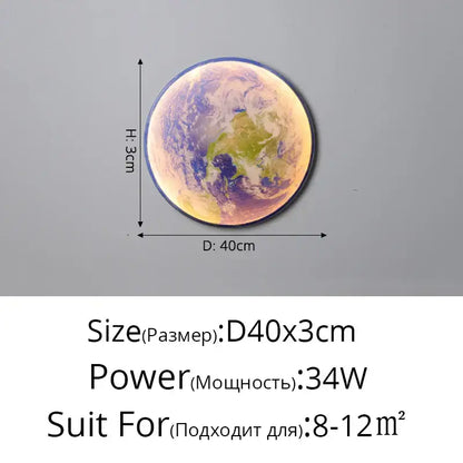 Modern 3d moon earth led wall lamp for bedroom living room decor