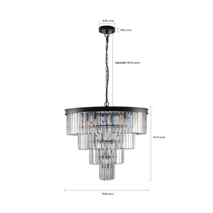 DecorBites™ Modern 4-Tier Black Crystal Chandelier