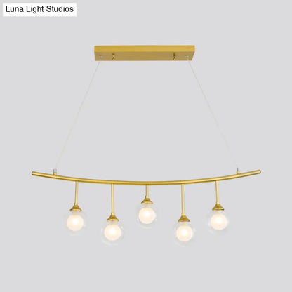DecorBites™ Modern 5-Bulb Gold Island Pendant Light with Clear Glass Shade