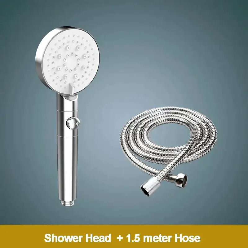 Modern 5-function shower head bathroom sprayer in white silver & black