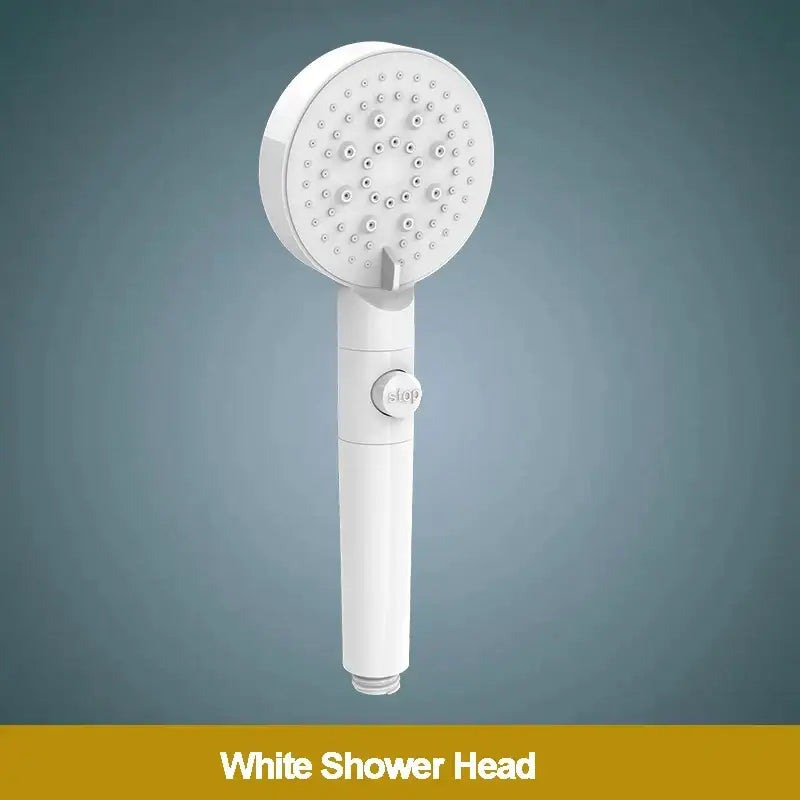 Modern 5-function shower head bathroom sprayer in white silver & black