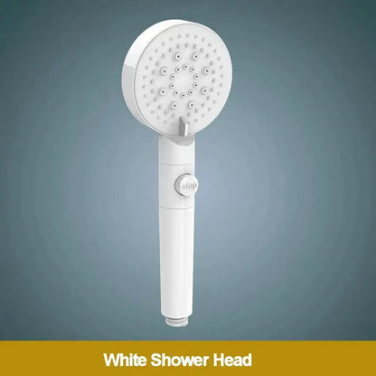 Modern 5-function shower head bathroom sprayer in white silver & black