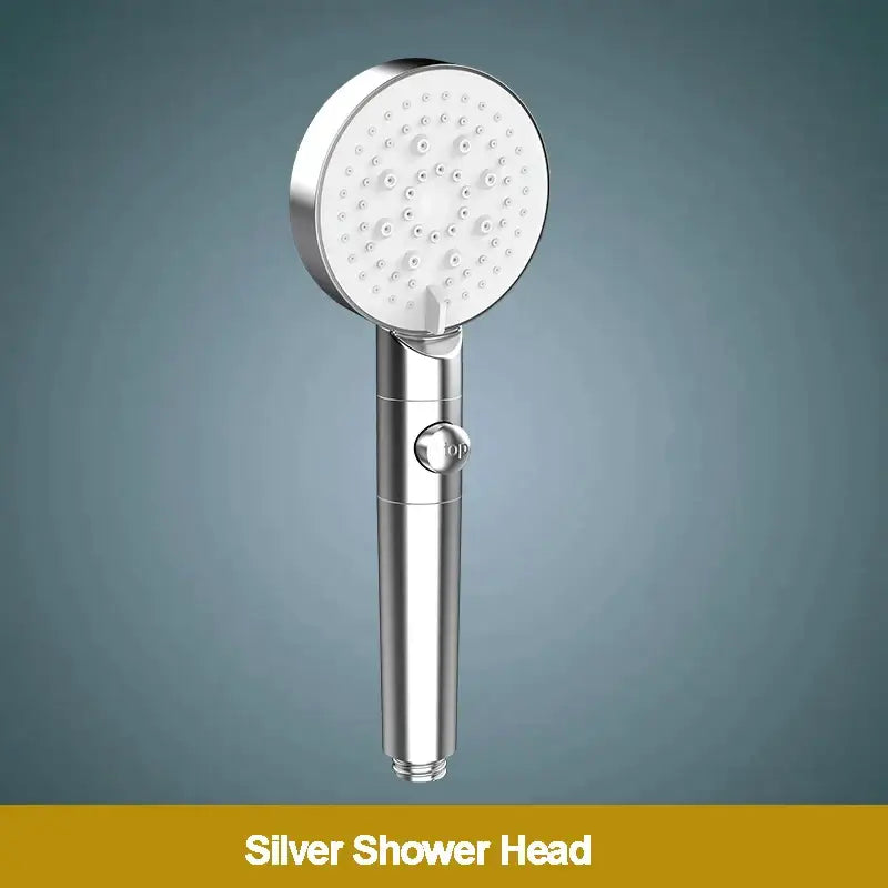 Modern 5-function shower head bathroom sprayer in white silver & black