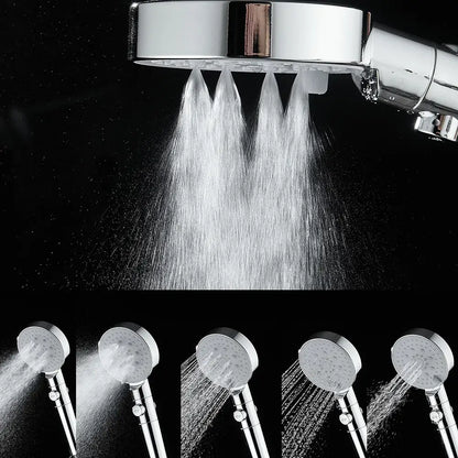 Modern 5-function shower head bathroom sprayer in white silver & black