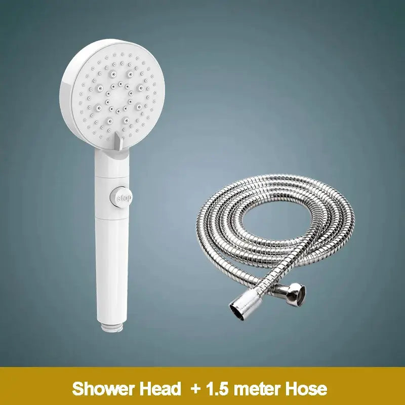 Modern 5-function shower head bathroom sprayer in white silver & black