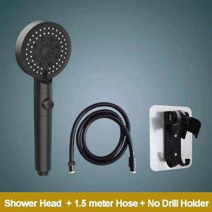 Modern 5-function shower head bathroom sprayer in white silver & black