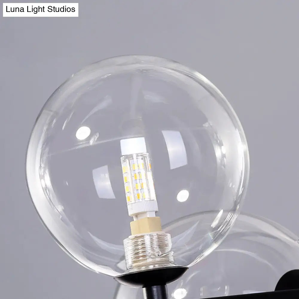DecorBites™ Modern 5-Light Black Metal Pendant Lighting with Spherical Glass for Dining Table