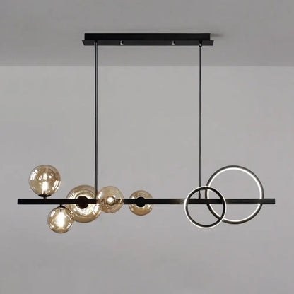 DecorBites™ Modern 5-Light Black Metal Pendant Lighting with Spherical Glass for Dining Table