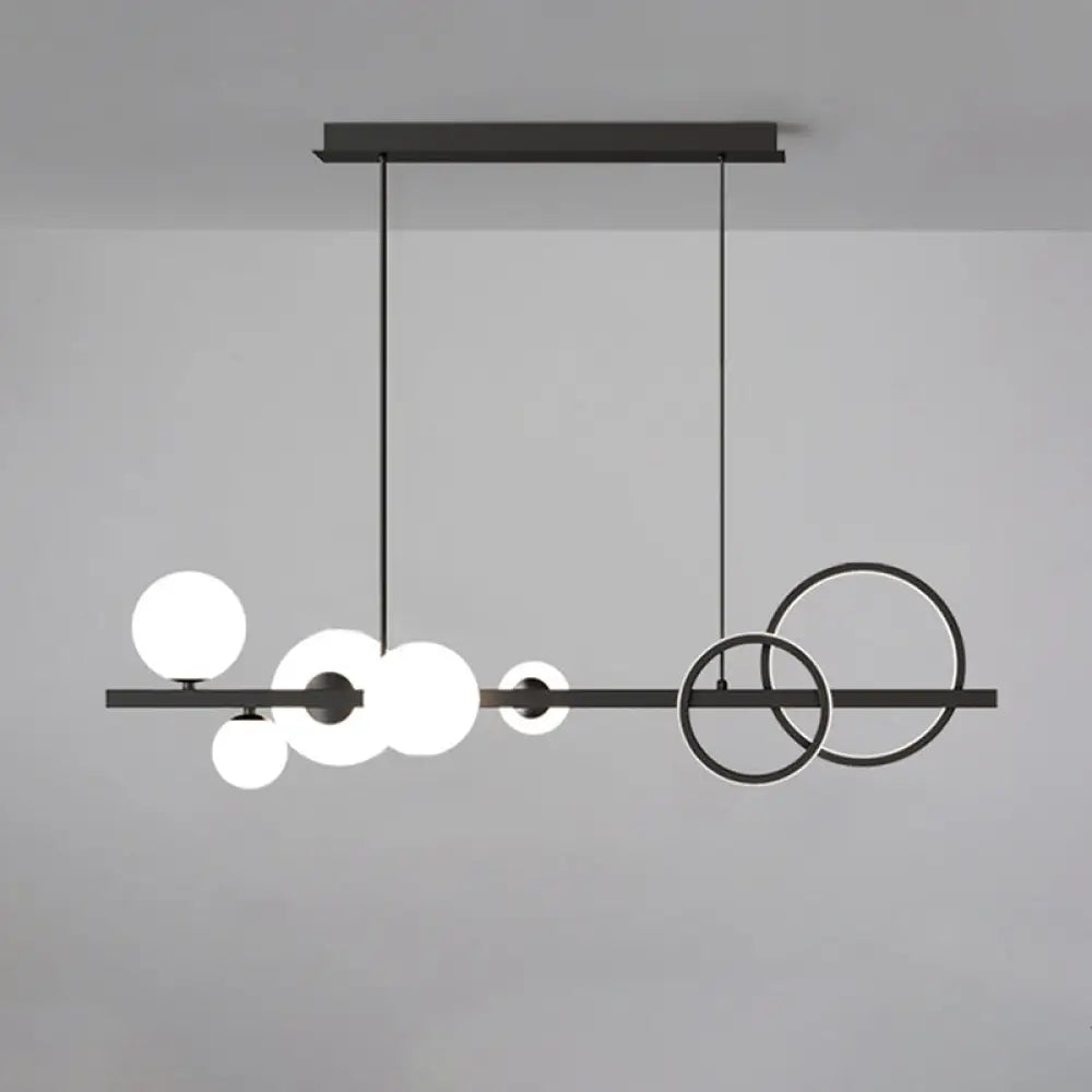DecorBites™ Modern 5-Light Black Metal Pendant Lighting with Spherical Glass for Dining Table